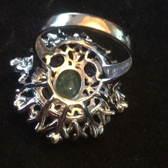 Fabulous Genuine Emerald, Tourmalines & Kyanite Ring - Picture 8 of 9